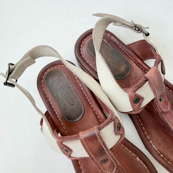 Freebird by Steven Sorrento Leather T-Strap Sandals – Brown/Cream Size 8 - Picture 2 of 9